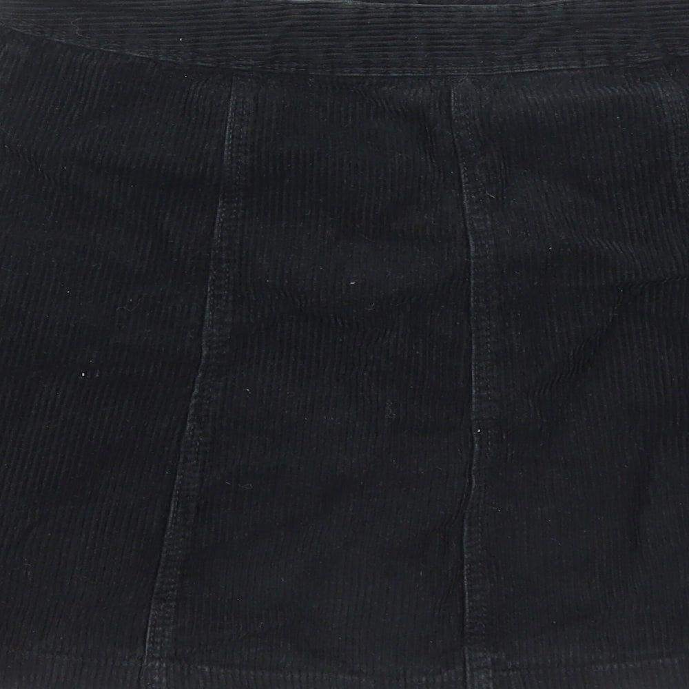 Divided by H&M Womens Black Cotton Mini Skirt Size 8 Button