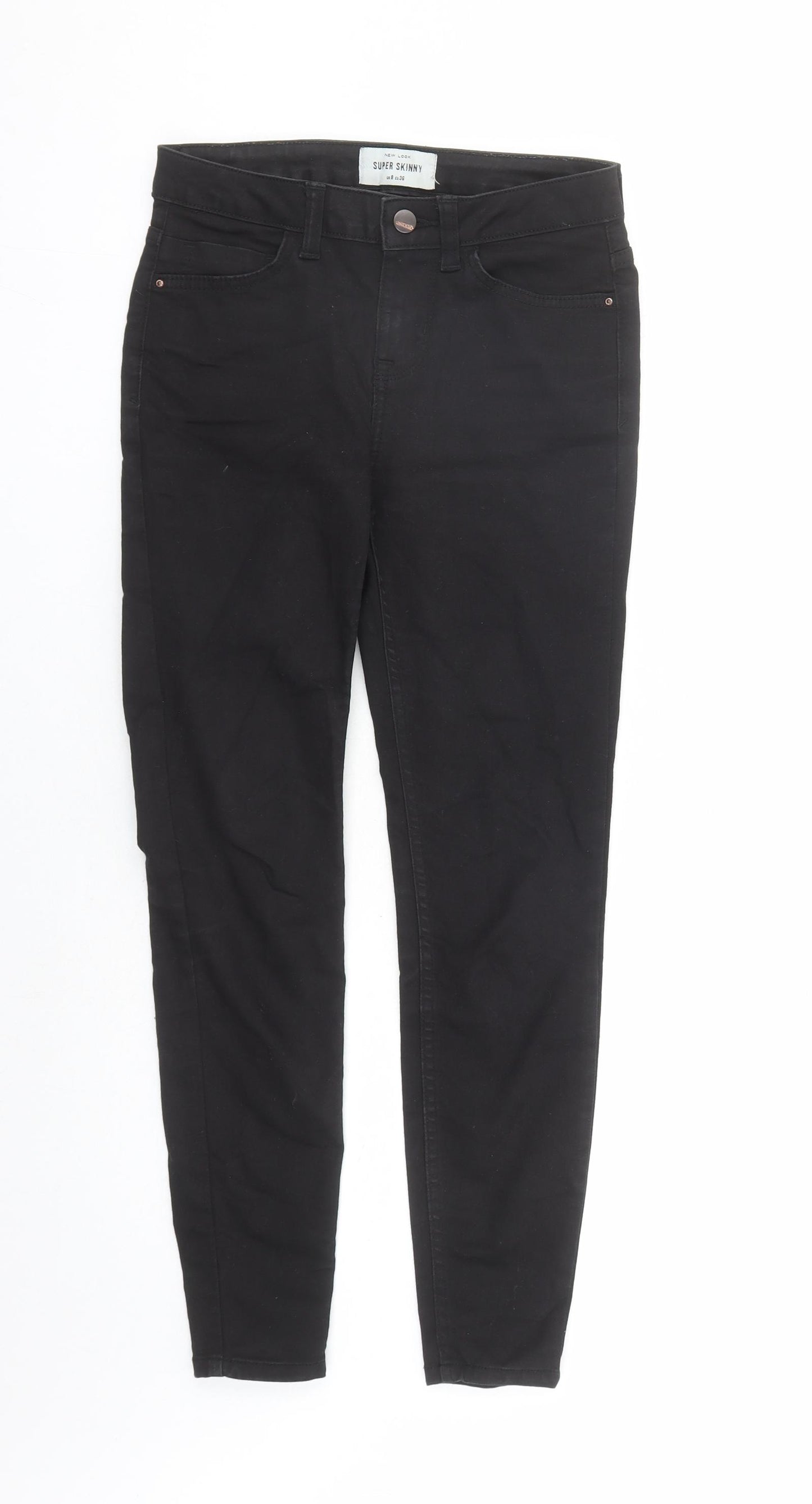 New Look Womens Black Cotton Skinny Jeans Size 8 L27 in Regular Zip - Super Skinny