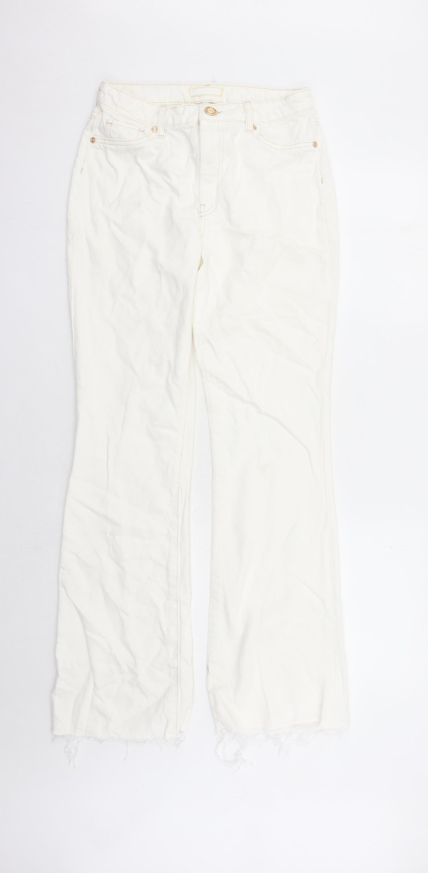 River Island Womens White Cotton Bootcut Jeans Size 8 L30 in Regular Zip