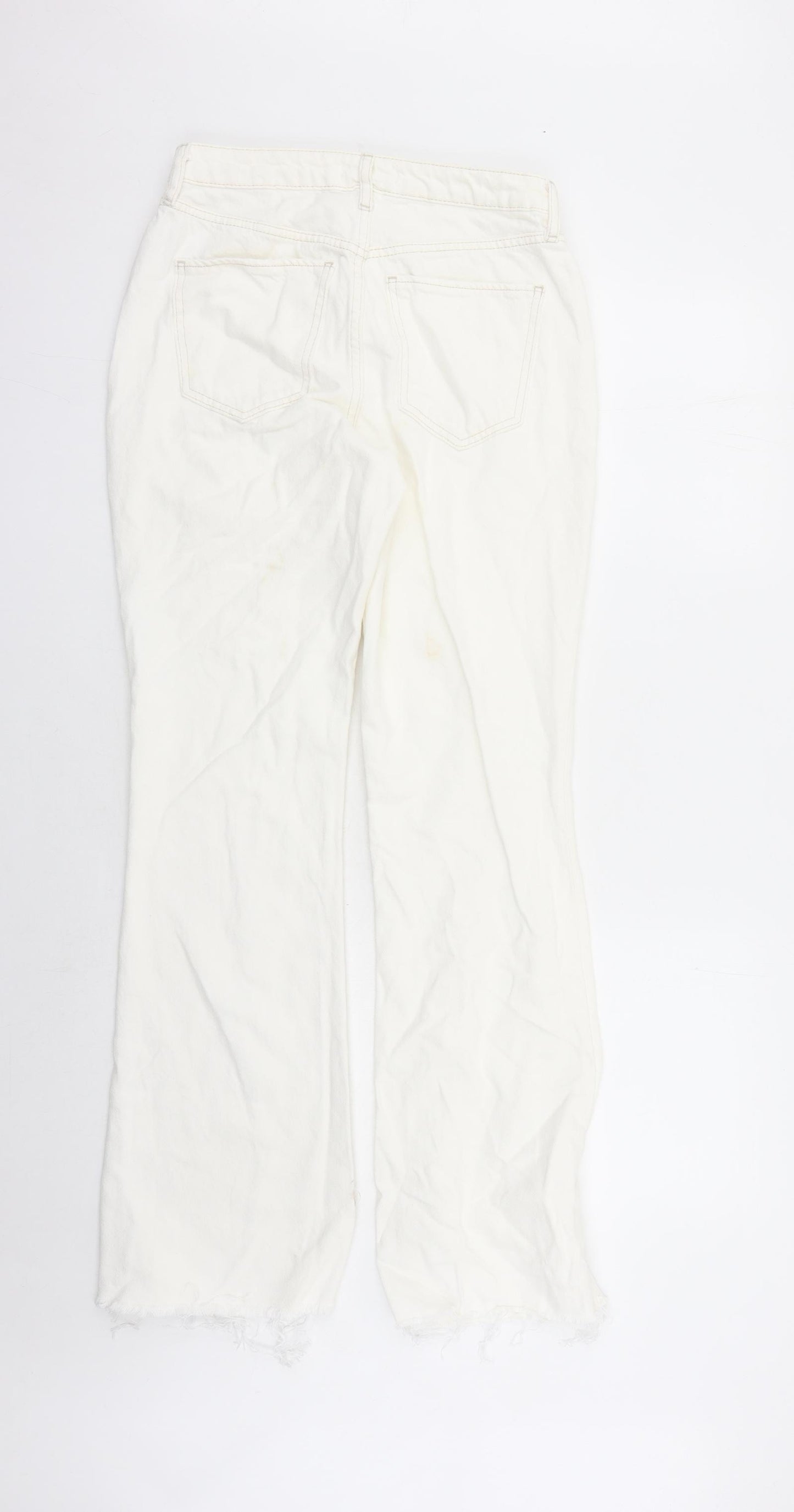 River Island Womens White Cotton Bootcut Jeans Size 8 L30 in Regular Zip