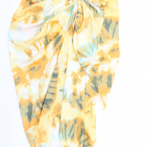 PRETTYLITTLETHING Womens Multicoloured Geometric Polyester A-Line Skirt Size 22 Zip - Hi Low Length