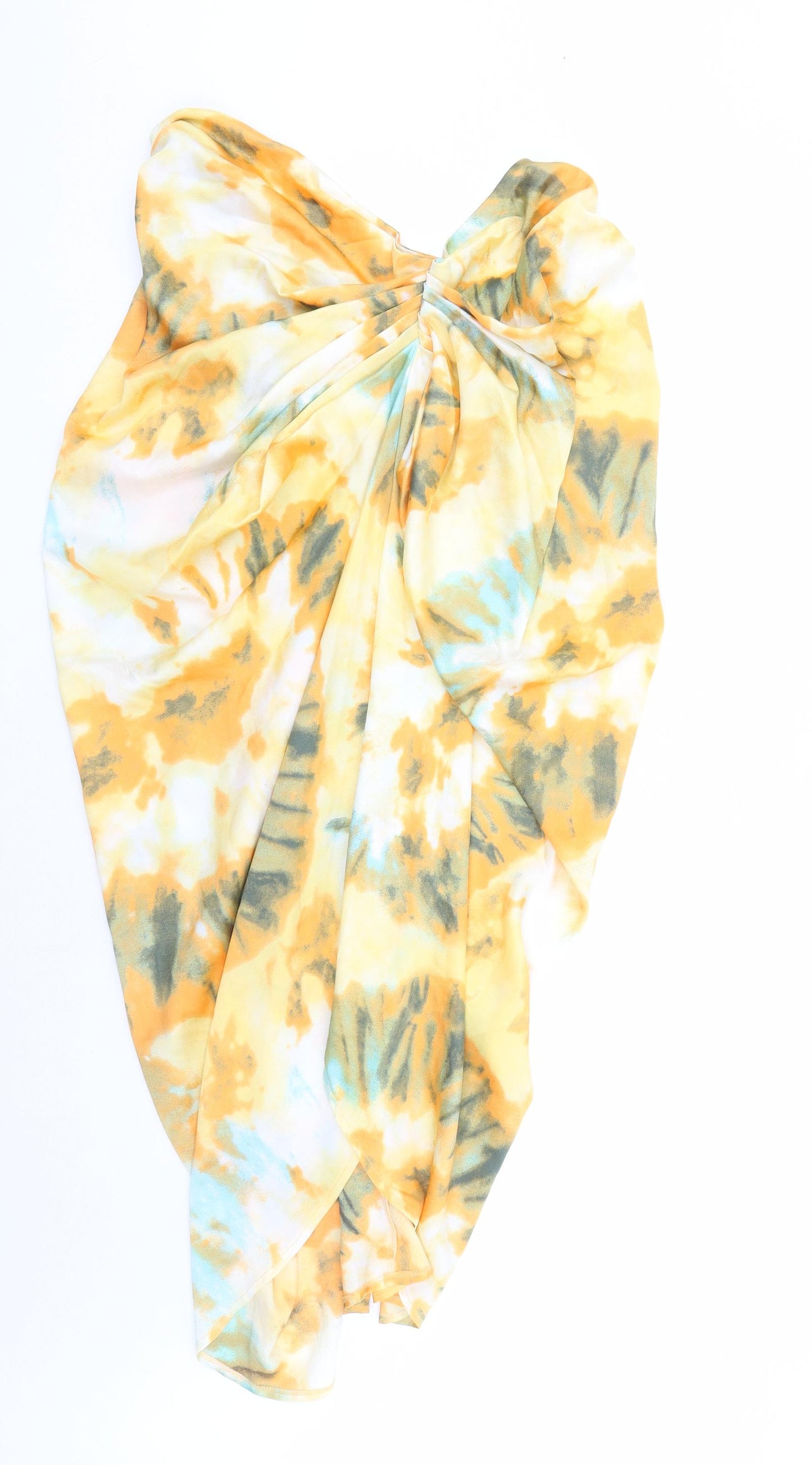 PRETTYLITTLETHING Womens Multicoloured Geometric Polyester A-Line Skirt Size 22 Zip - Hi Low Length