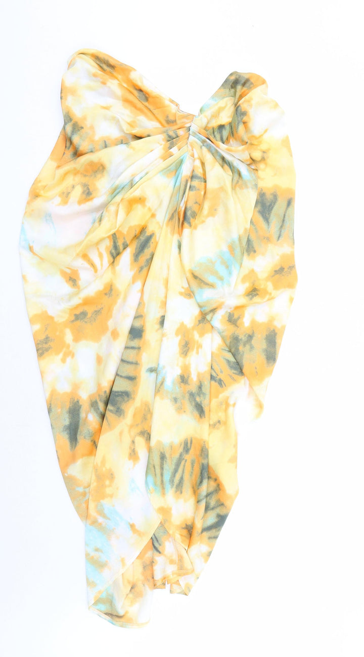 PRETTYLITTLETHING Womens Multicoloured Geometric Polyester A-Line Skirt Size 22 Zip - Hi Low Length