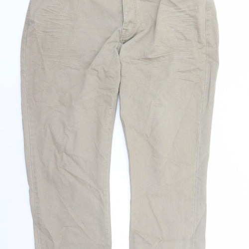 TU Mens Beige Cotton Straight Jeans Size 40 in L28 in Regular Zip