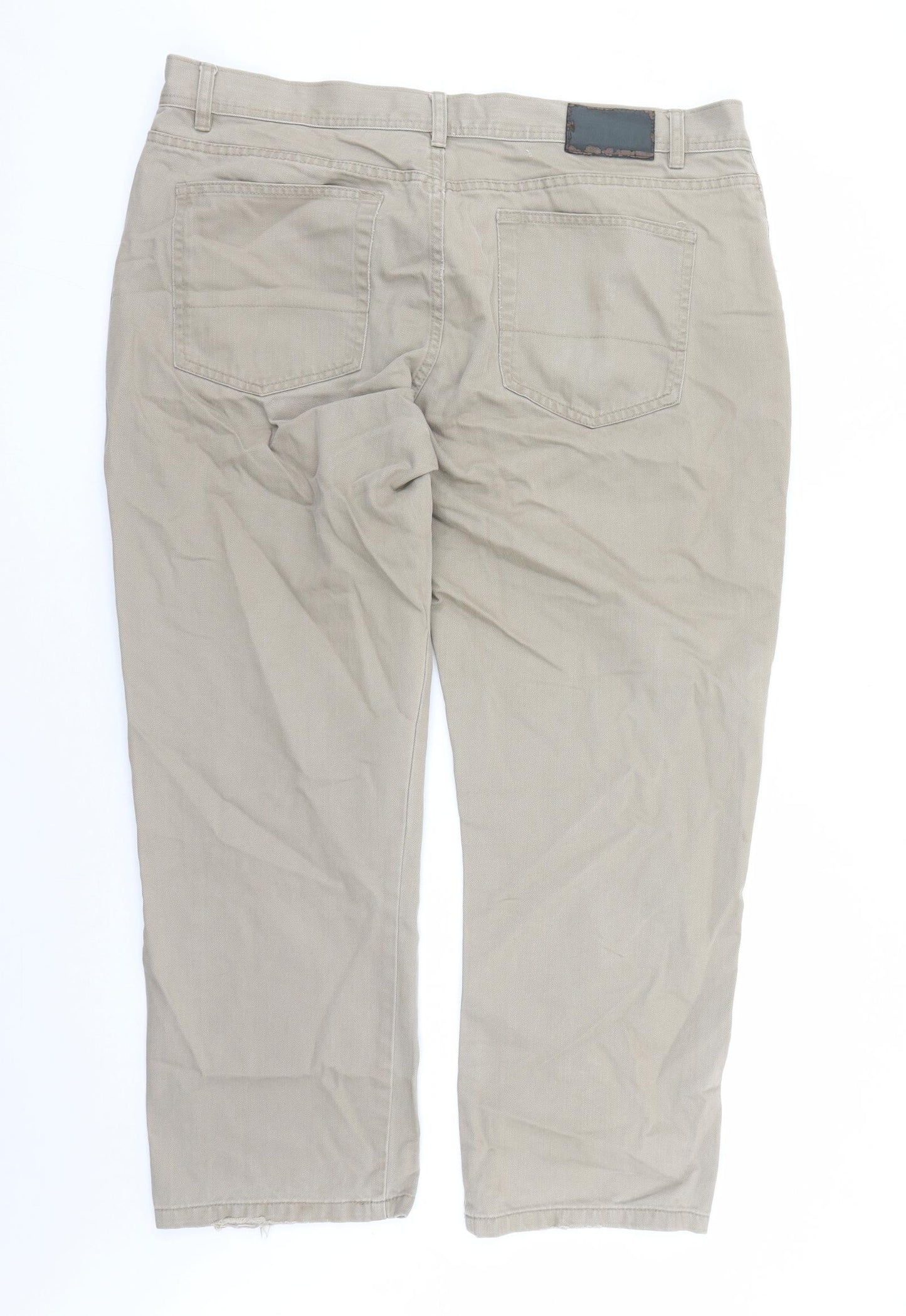 TU Mens Beige Cotton Straight Jeans Size 40 in L28 in Regular Zip