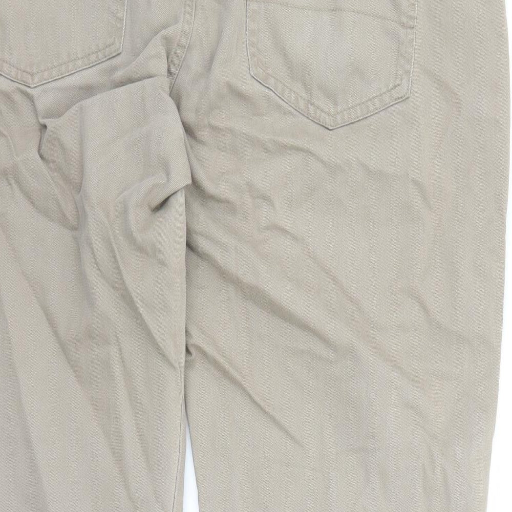 TU Mens Beige Cotton Straight Jeans Size 40 in L28 in Regular Zip