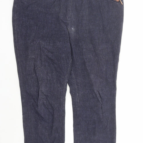 Per Una Womens Blue Cotton Cropped Jeans Size 14 L24 in Regular Zip