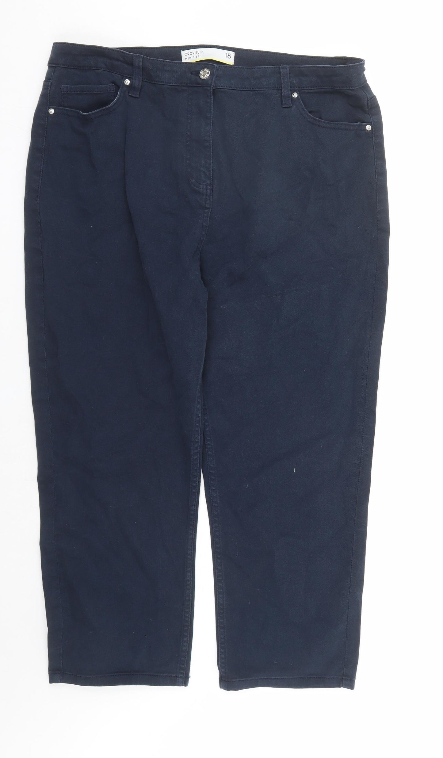 NEXT Womens Blue Cotton Cropped Jeans Size 18 L23 in Slim Zip