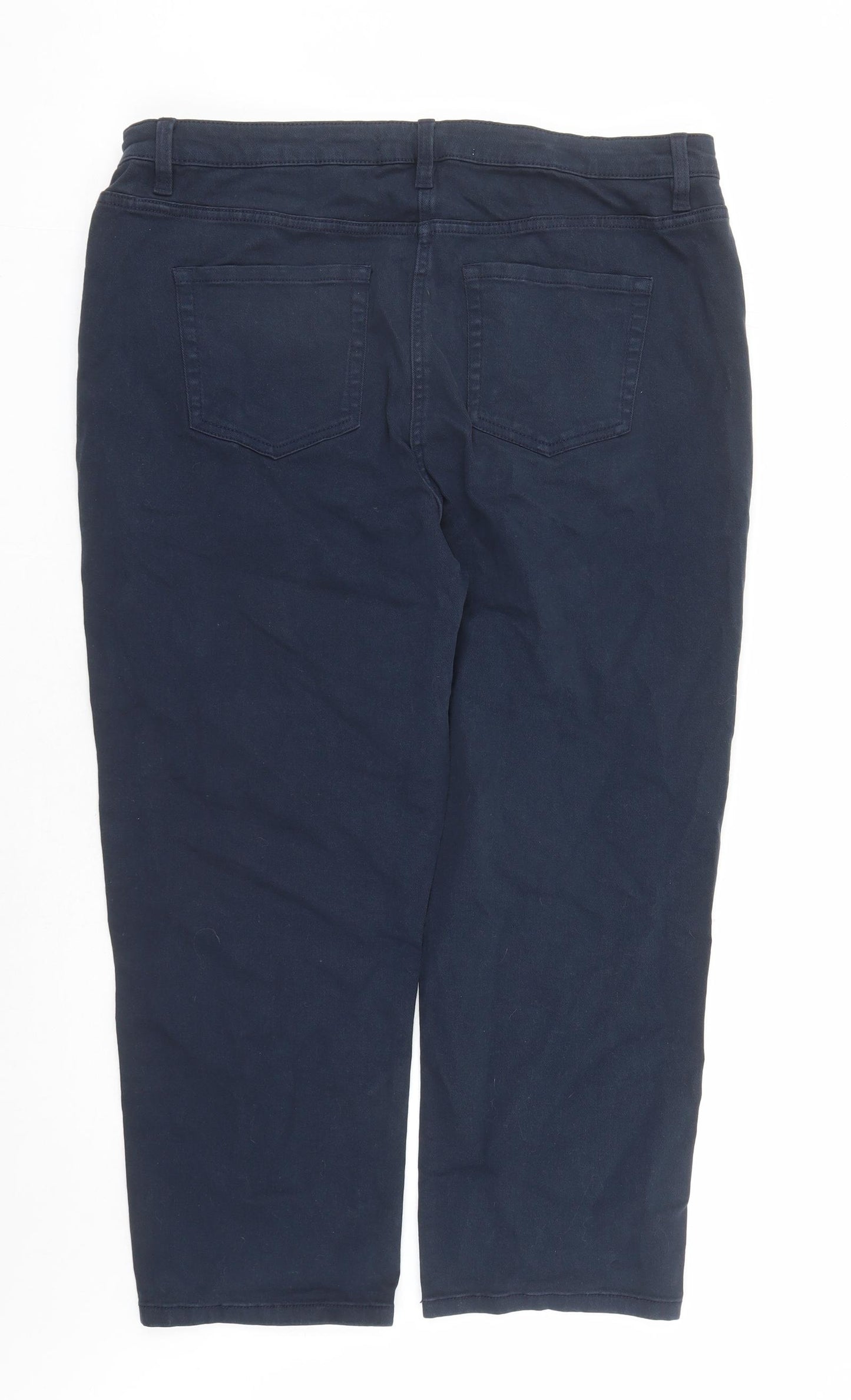 NEXT Womens Blue Cotton Cropped Jeans Size 18 L23 in Slim Zip