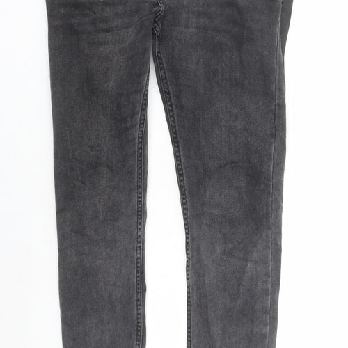 Topman Mens Grey Cotton Skinny Jeans Size 30 in L30 in Regular Buckle