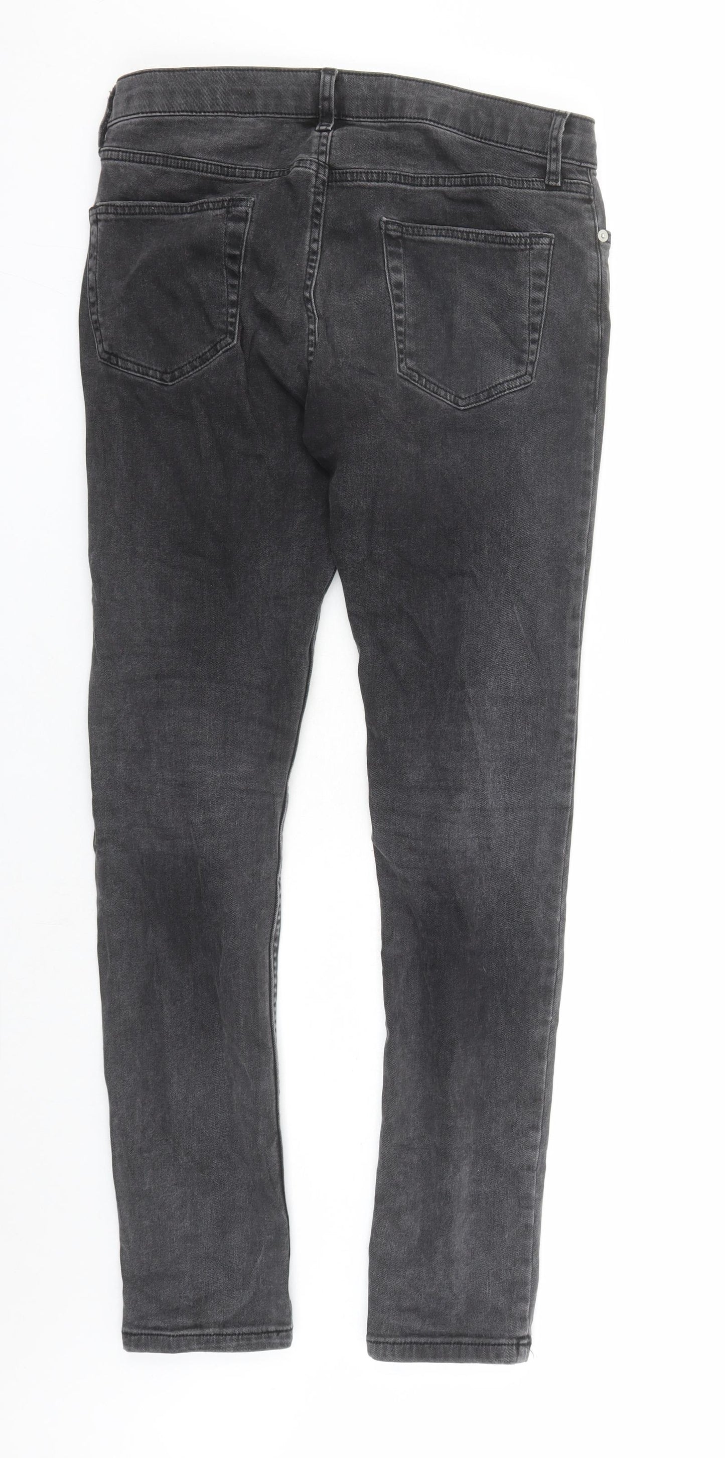 Topman Mens Grey Cotton Skinny Jeans Size 30 in L30 in Regular Buckle