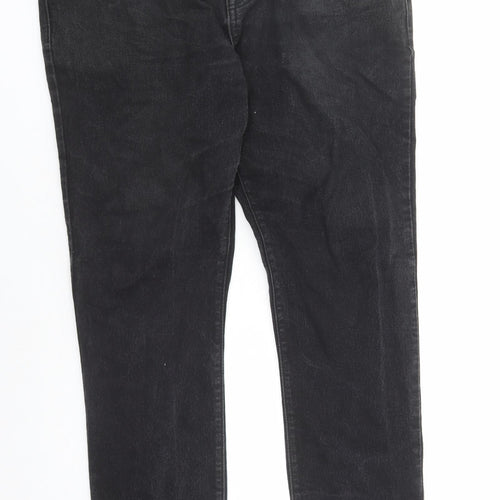 Easy Mens Black Cotton Straight Jeans Size 34 in L30 in Slim Zip