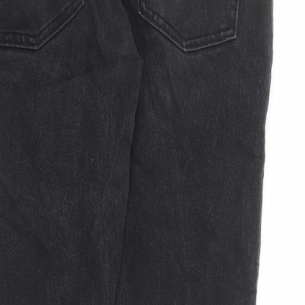 Easy Mens Black Cotton Straight Jeans Size 34 in L30 in Slim Zip