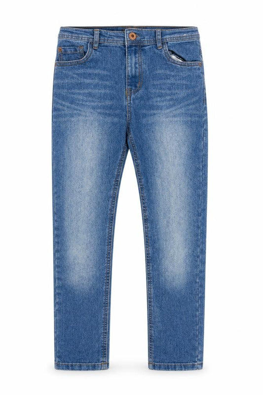 Denim & Co. Boys Blue Cotton Skinny Jeans Size 10-11 Years L24 in Regular Zip
