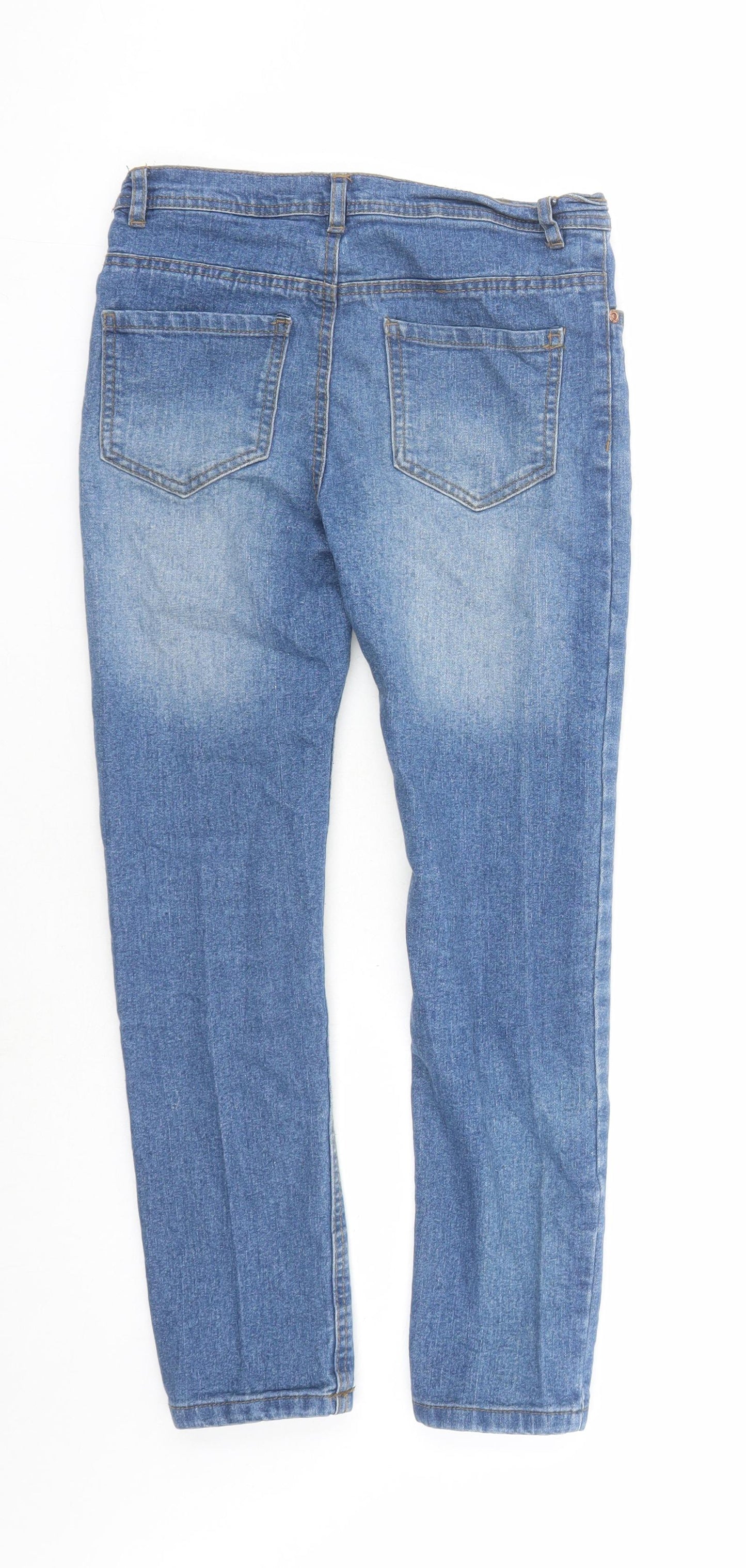 Denim & Co. Boys Blue Cotton Skinny Jeans Size 10-11 Years L24 in Regular Zip