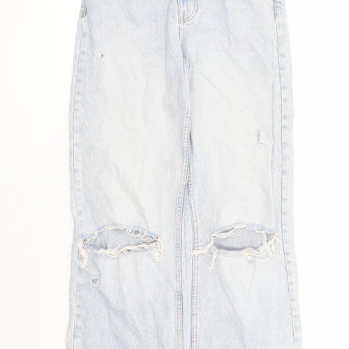 Zara Womens Blue Cotton Bootcut Jeans Size 28 in L30 in Regular Zip