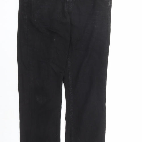 M&Co Mens Black Cotton Straight Jeans Size 30 in L31 in Regular Zip