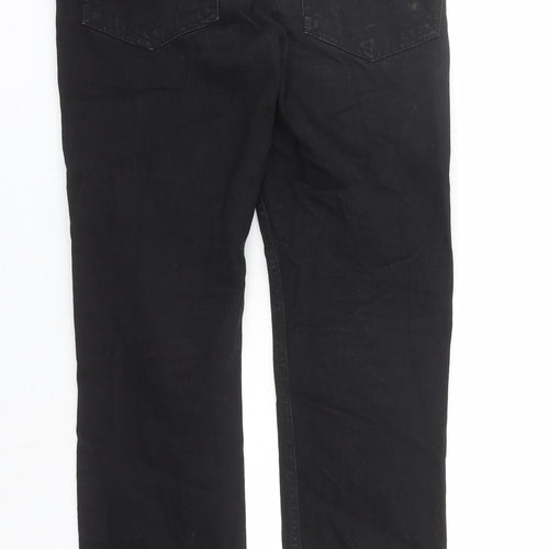 M&Co Mens Black Cotton Straight Jeans Size 30 in L31 in Regular Zip