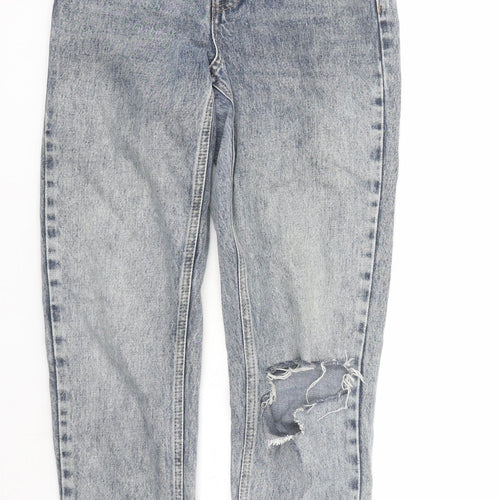 Topshop Womens Blue Cotton Mom Jeans Size 26 in L30 in Regular Zip