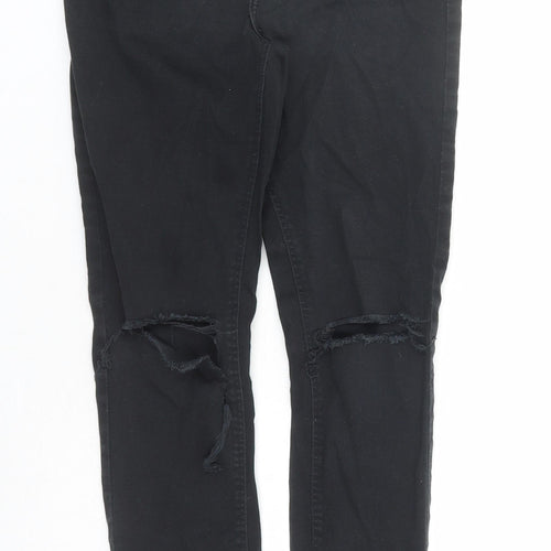 River Island Womens Black Cotton Skinny Jeans Size 12 L28 in Regular Zip