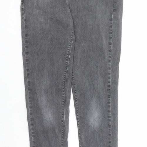 Oasis Womens Grey Cotton Skinny Jeans Size 12 L29 in Regular Zip