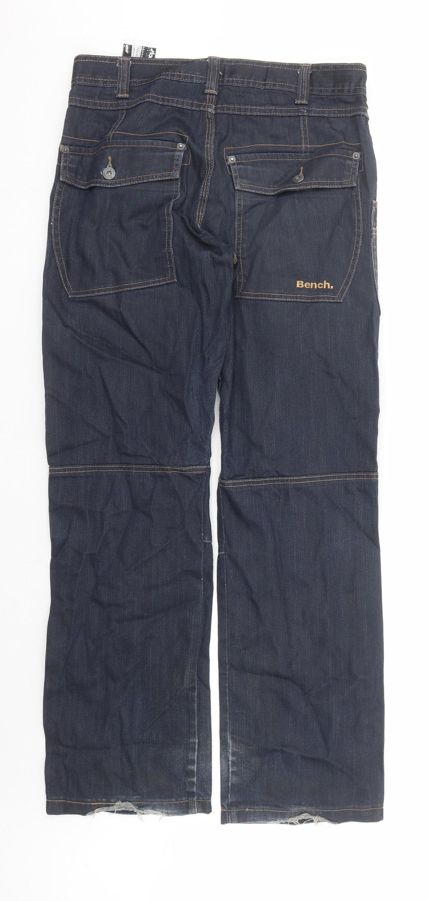 Bench Mens Blue Cotton Straight Jeans Size 32 in L31 in Regular Zip