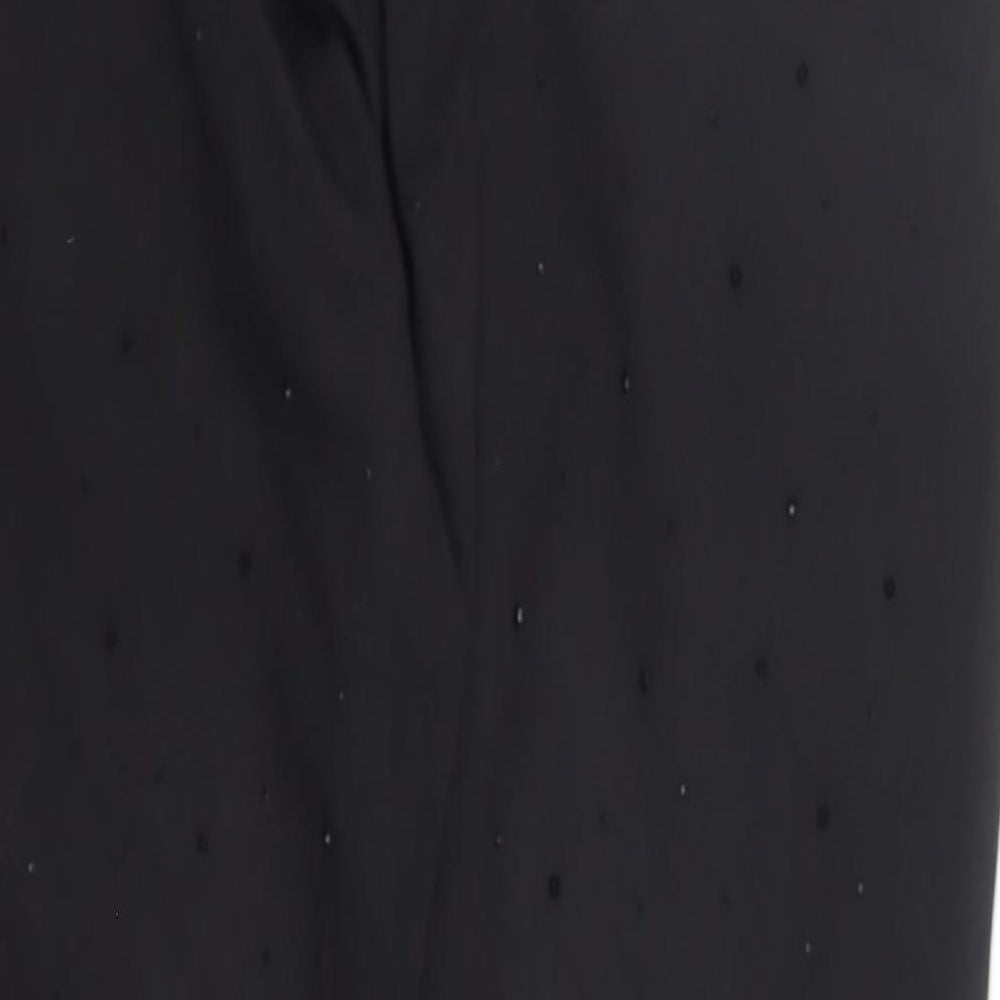 Marks and Spencer Womens Black Cotton Skinny Jeans Size 16 L27 in Regular Zip - Rhinestone Detail
