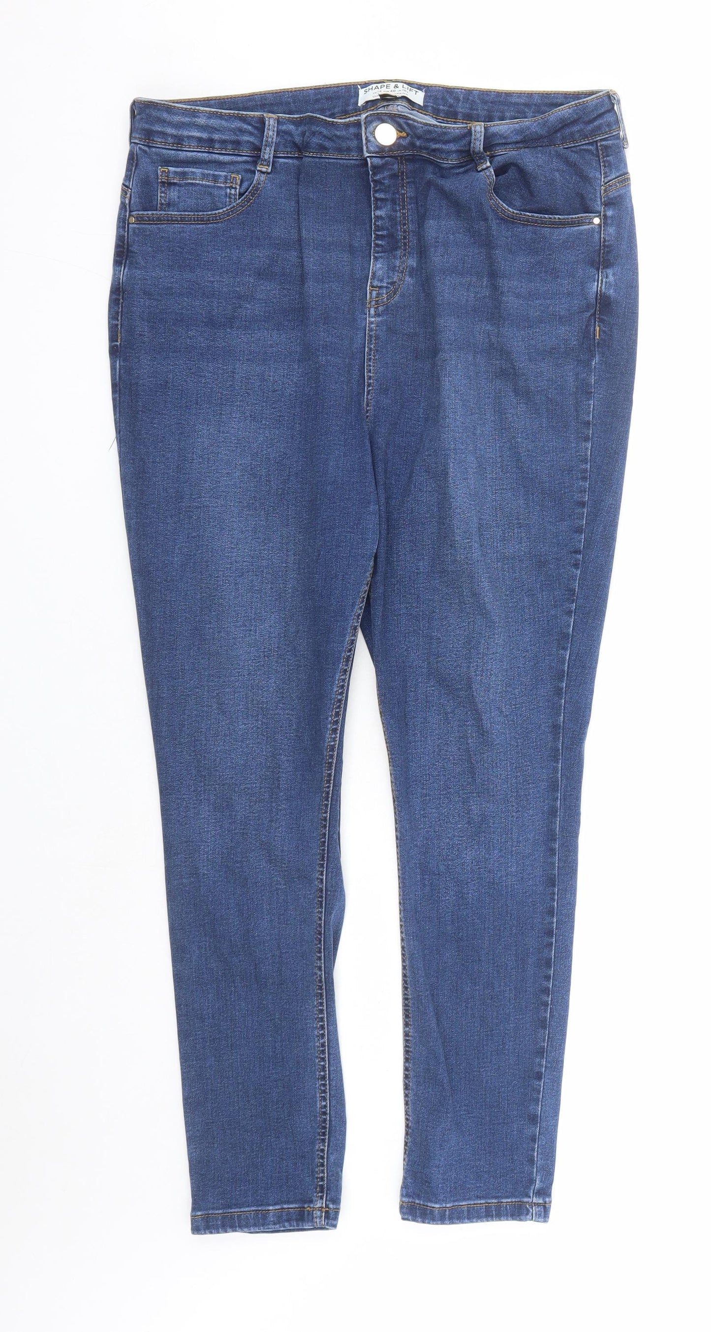 Dorothy Perkins Womens Blue Cotton Skinny Jeans Size 14 L27 in Regular Zip - Shape & Lift
