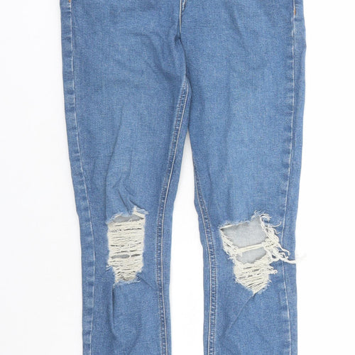Topshop Womens Blue Cotton Skinny Jeans Size 28 in L27 in Regular Zip