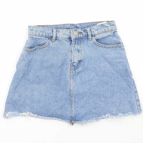 John Galt Womens Blue Cotton Mini Skirt Size S Zip