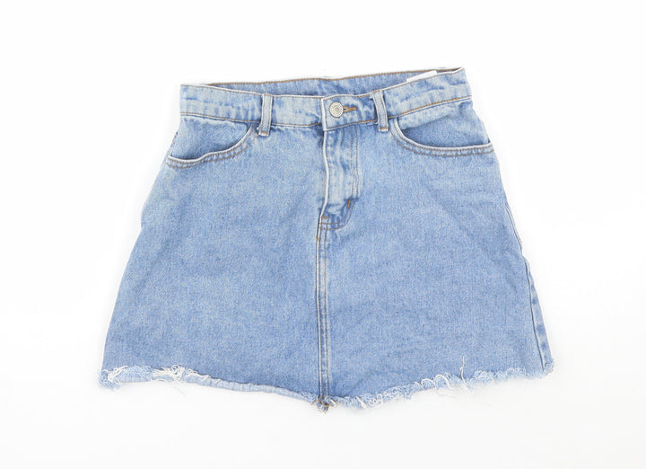 John Galt Womens Blue Cotton Mini Skirt Size S Zip