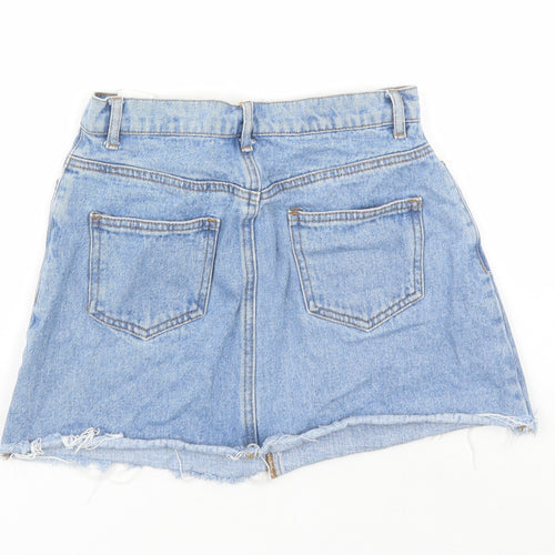 John Galt Womens Blue Cotton Mini Skirt Size S Zip
