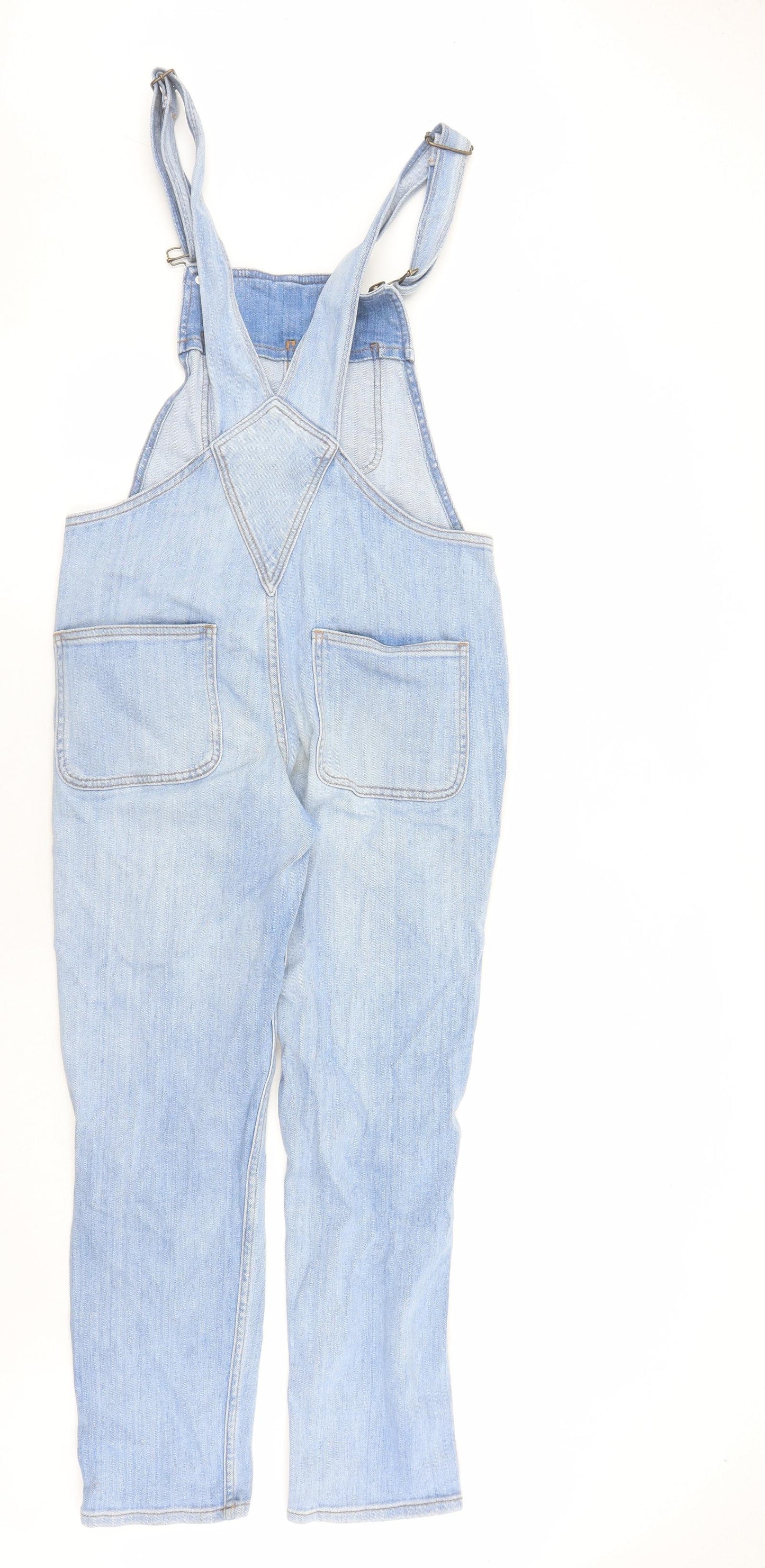 Fat Face Womens Blue Cotton Dungaree One-Piece Size 8 L27 in Button