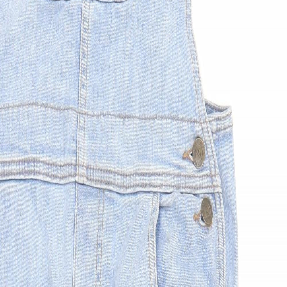 Fat Face Womens Blue Cotton Dungaree One-Piece Size 8 L27 in Button