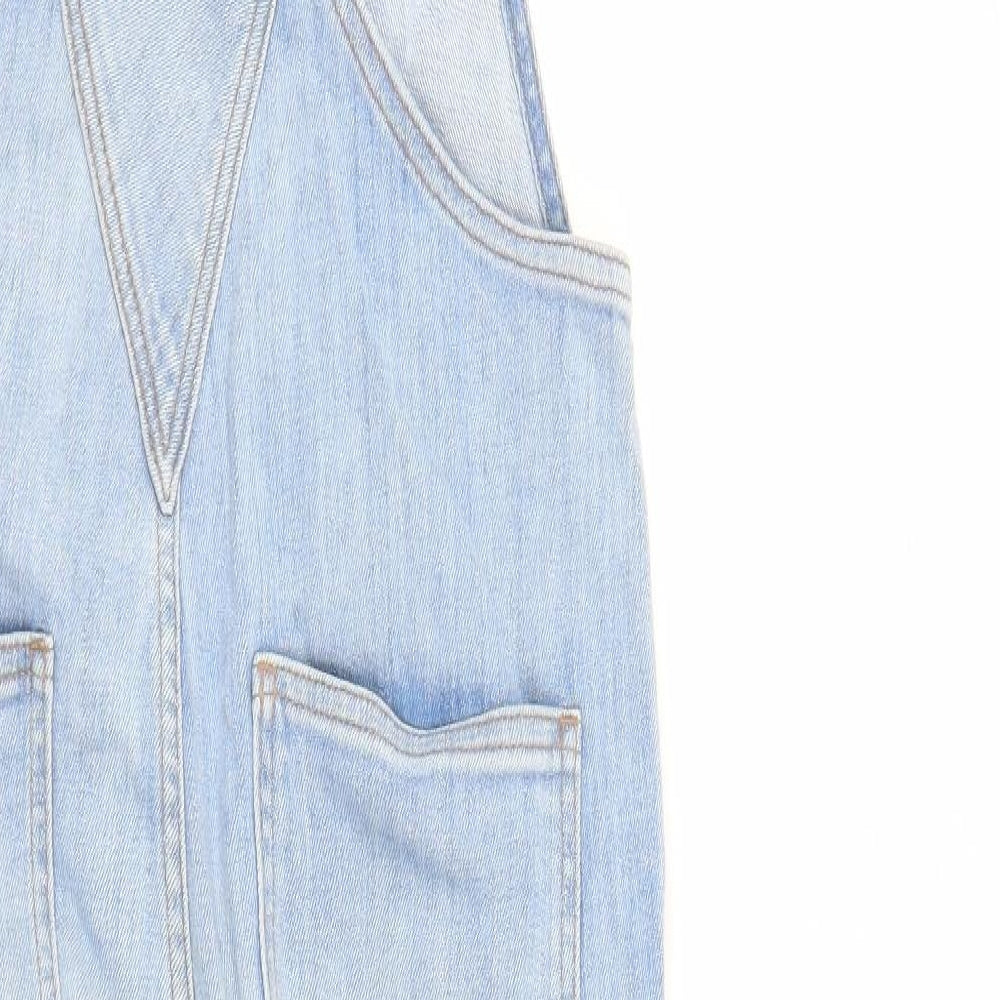 Fat Face Womens Blue Cotton Dungaree One-Piece Size 8 L27 in Button