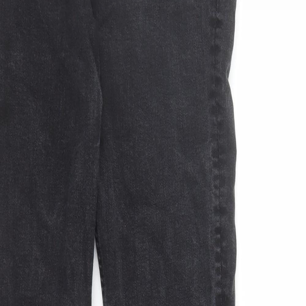 Bershka Womens Black Cotton Flared Jeans Size 24 in L30 in Regular Zip