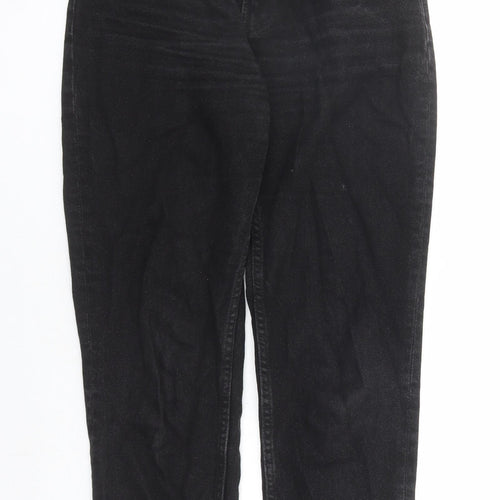 Bershka Womens Black Cotton Mom Jeans Size 26 in L26 in Regular Zip