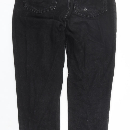 Bershka Womens Black Cotton Mom Jeans Size 26 in L26 in Regular Zip