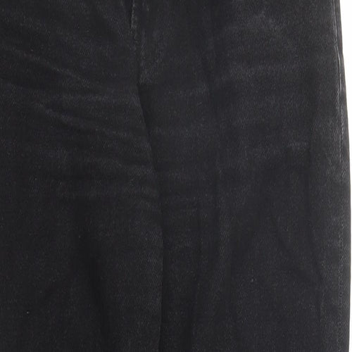 Bershka Womens Black Cotton Mom Jeans Size 26 in L26 in Regular Zip