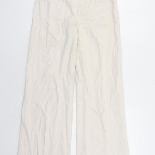 Bershka Womens Beige Polyester Wide-Leg Jeans Size 26 in L29 in Regular Zip