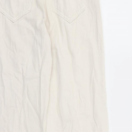 Bershka Womens Beige Polyester Wide-Leg Jeans Size 26 in L29 in Regular Zip