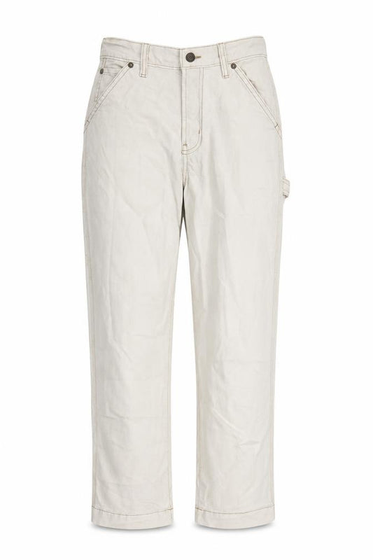 Front view of Gap women’s beige cotton cropped jeans, size UK 26, in, 25-inch leg regular zip
