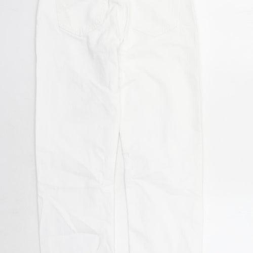 Bershka Womens White Cotton Straight Jeans Size 26 in L29 in Regular Zip