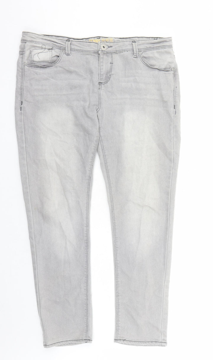 Denim & Co. Womens Grey Cotton Skinny Jeans Size 16 L28 in Regular Zip