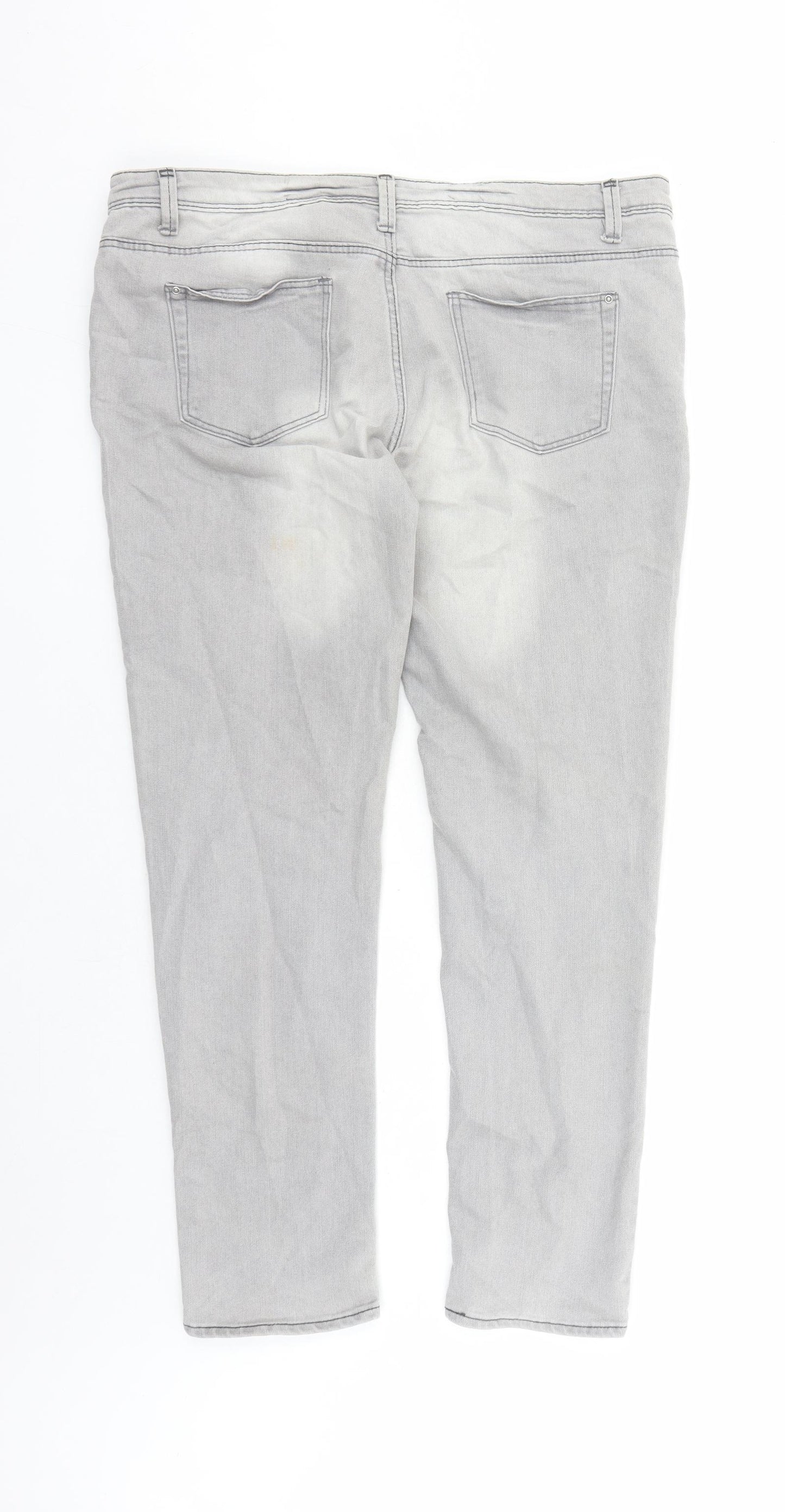 Denim & Co. Womens Grey Cotton Skinny Jeans Size 16 L28 in Regular Zip
