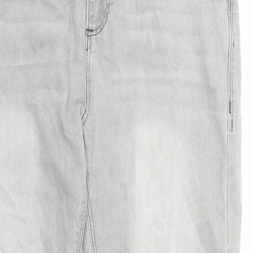 Denim & Co. Womens Grey Cotton Skinny Jeans Size 16 L28 in Regular Zip