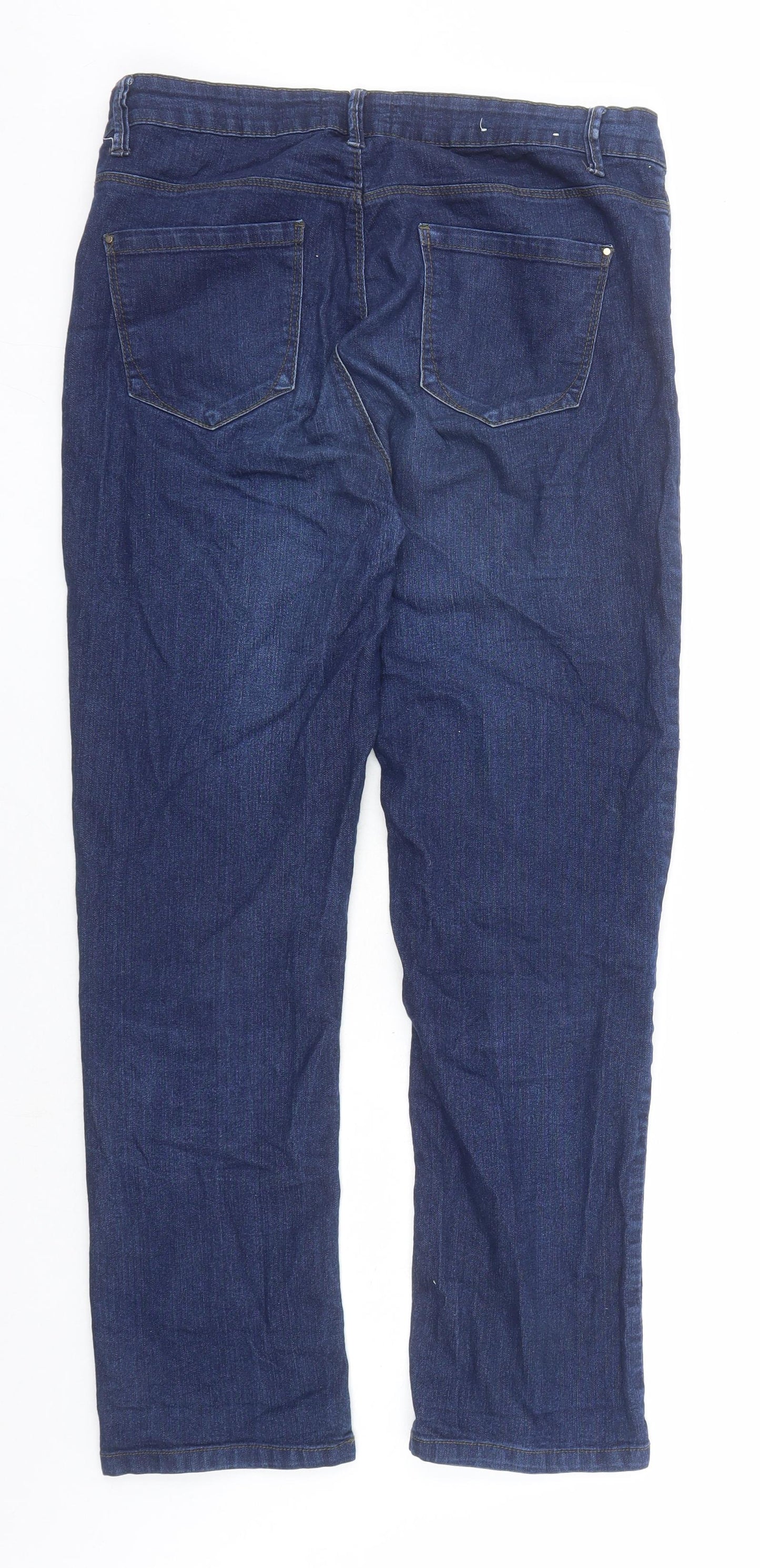 Peacocks Womens Blue Cotton Straight Jeans Size 12 L28 in Slim Zip