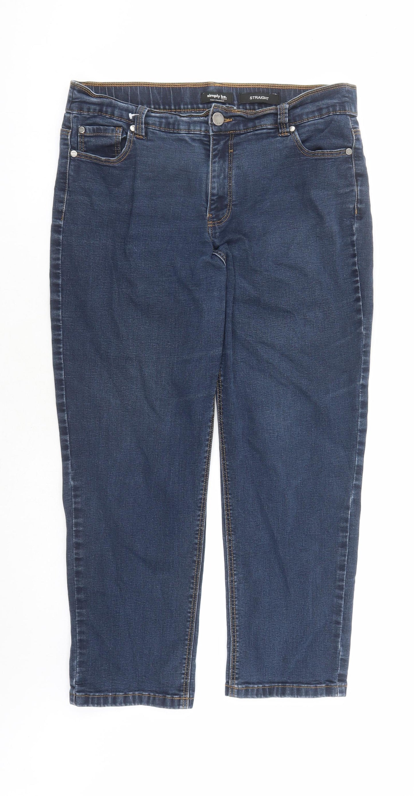 Simply Be Womens Blue Cotton Straight Jeans Size 18 L27 in Regular Zip