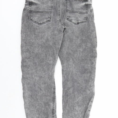 River Island Boys Grey Cotton Straight Jeans Size 10 Years L22 in Regular Zip - Distressed Look