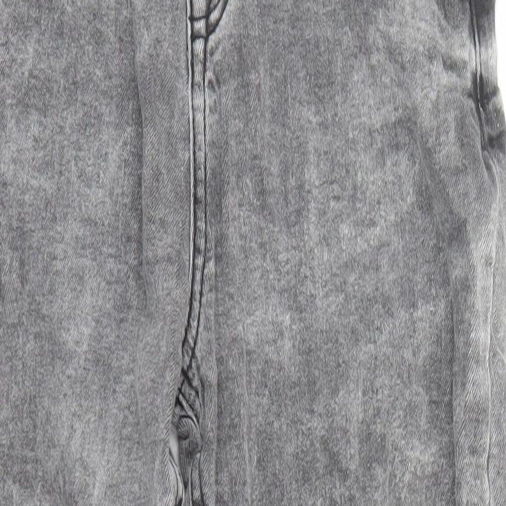 River Island Boys Grey Cotton Straight Jeans Size 10 Years L22 in Regular Zip - Distressed Look